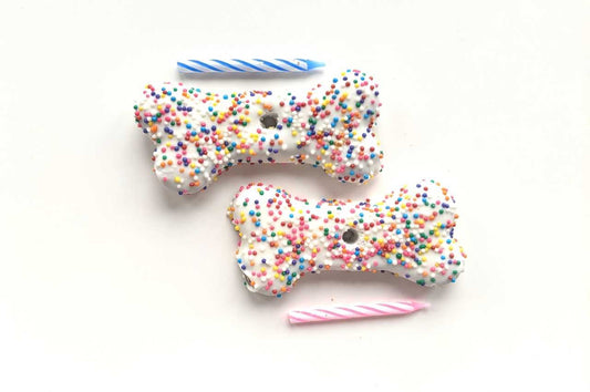 Birthday Bone with Sprinkles and candle (small) Set of 6